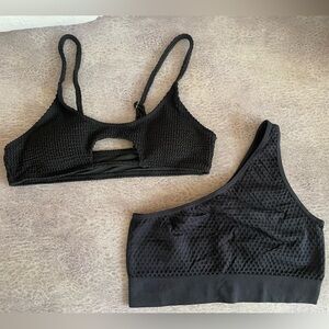 Zara Black Textured Bra Set